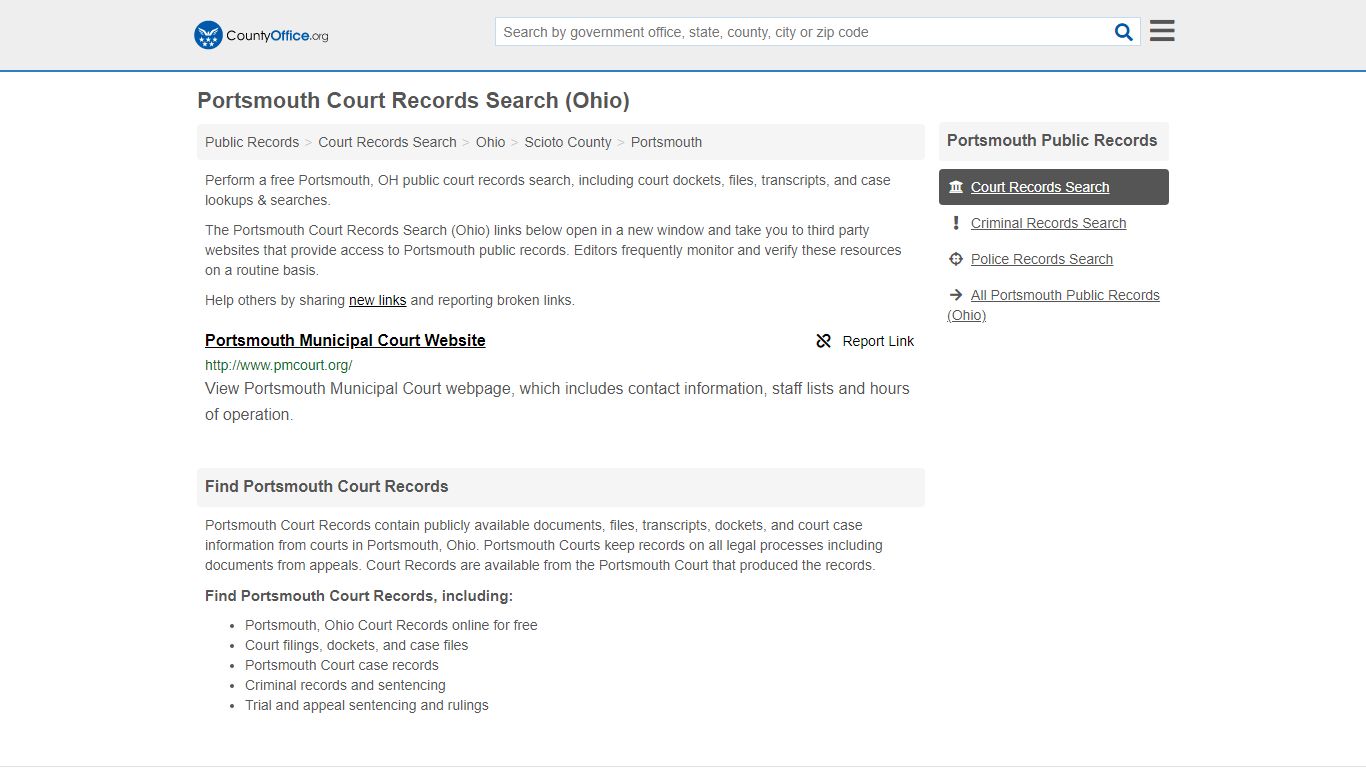 Court Records Search - Portsmouth, OH (Adoptions, Criminal ...