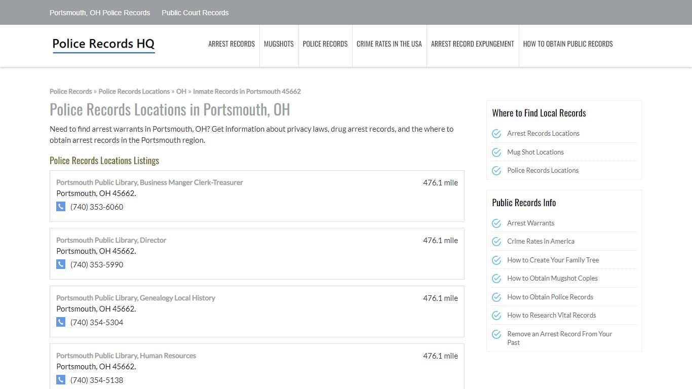 Portsmouth, OH Police Records - Public Court Records